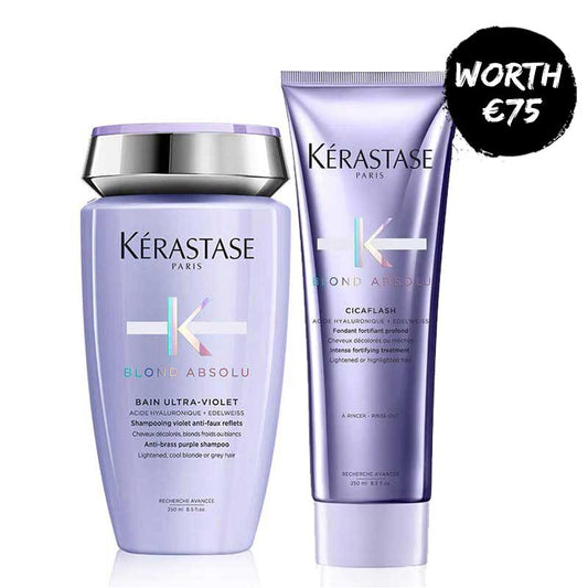 Kérastase Blonde Absolu Shampoo and Conditioner Duo, purple shampoo, professional haircare for blonde hair, Kérastase Blonde