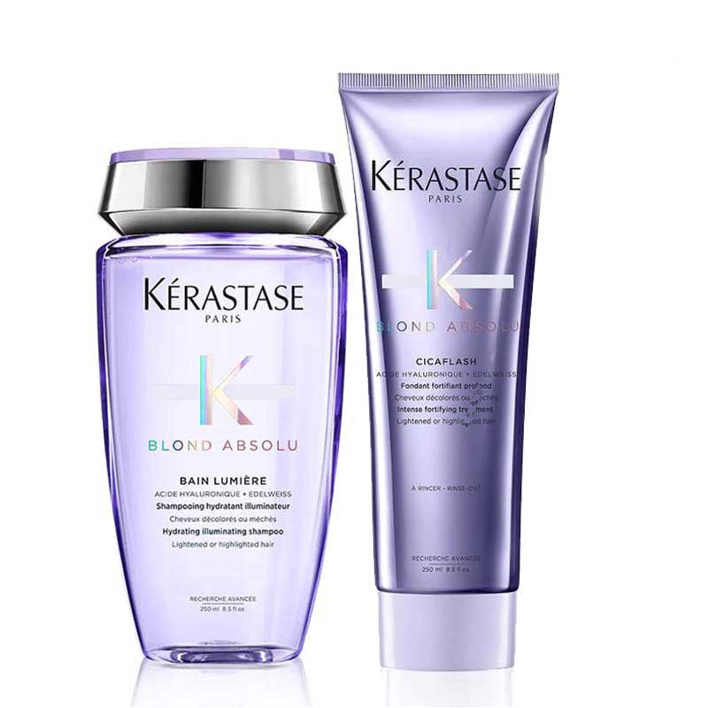 Kérastase Blond Absolu Illuminating Shampoo & Cicaflash Intense Fortifying Treatment Duo, Kérastase Blonde