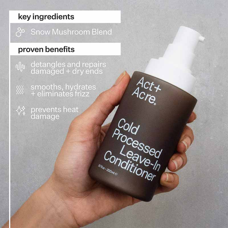 Act+Acre 2% Cold Processed Leave-In Conditioner | silicone-free | leave-in treatment | nourish | strengthen | locks | 2% Squalane Blend | hydrates | fortifies | frizz-free | breakage