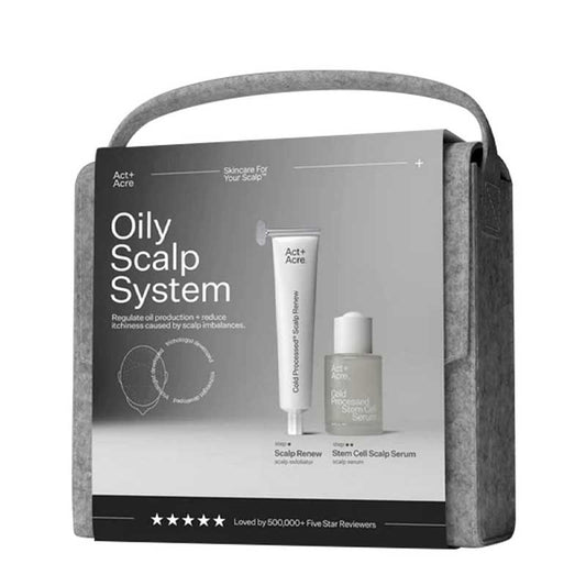 Act+Acre Oily Scalp System | Scalp Renew & Stem Cell Scalp Serum | Balances scalp | Reduces itchiness | Weekly Scalp Renew Exfoliator | Combats excess oil & sebum | Soothes scalp | Daily Scalp Serum | Balances scalp microbiome | Hydrates scalp | Promotes thicker, fuller-looking hair