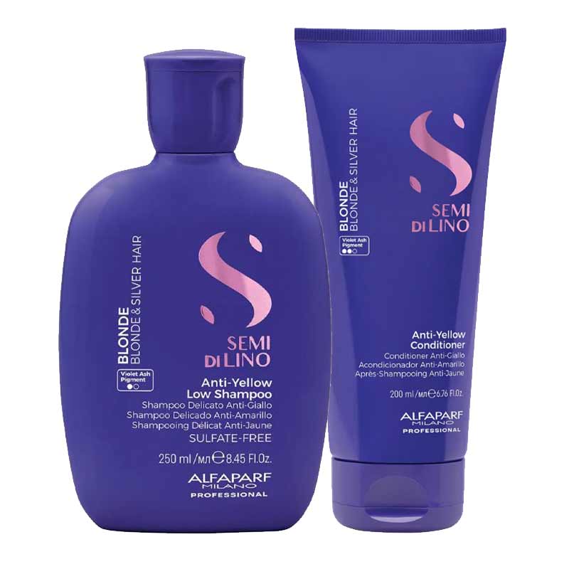 Alfaparf Semi Di Lino Blonde Anti-Yellow Shampoo & Conditioner Duo for blonde and silver hair