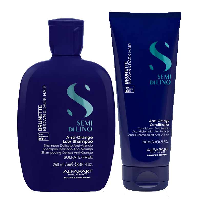Alfaparf Semi Di Lino Brunette Anti-Orange Shampoo & Conditioner Duo for brown and dark hair