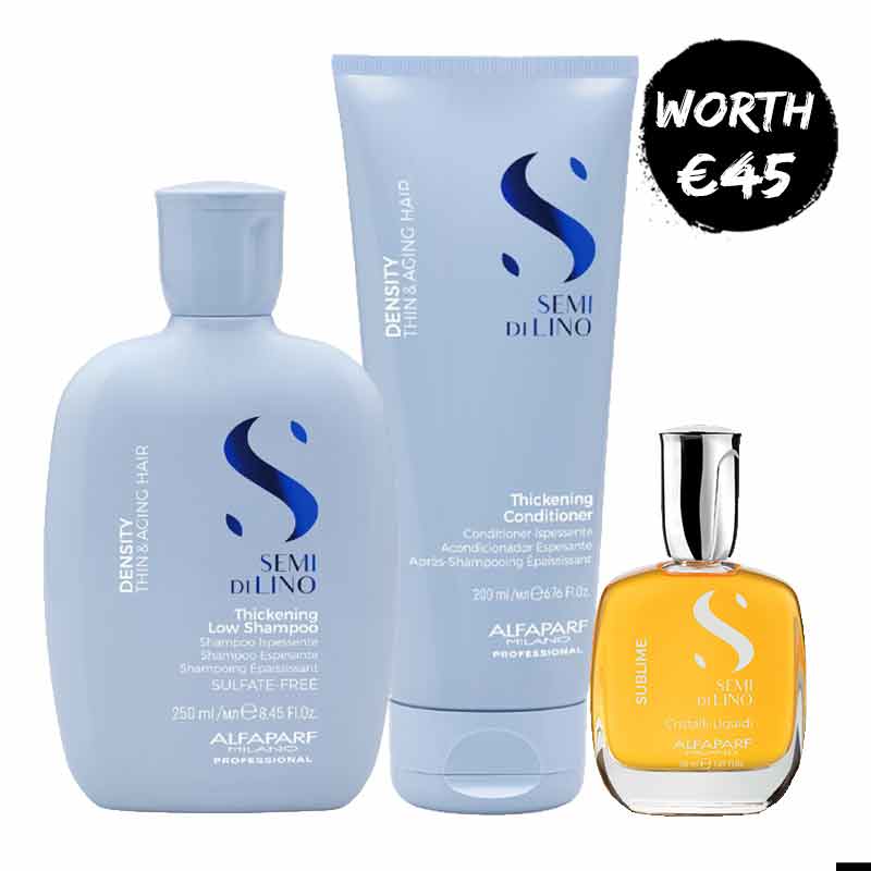 Alfaparf Semi Di Lino Density Bundle, thickening haircare, haircare for thin hair, thickening shampoo