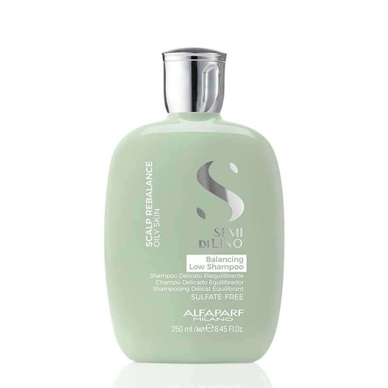 Alfaparf Milano Professional Semi Di Lino Scalp Rebalance Balancing Low Shampoo, effective, refreshing solution, neutralizes excess sebum, reduces deposits on the hair shaft, revitalizes lifeless, overloaded hair, leaving vibrant locks that stay clean longer