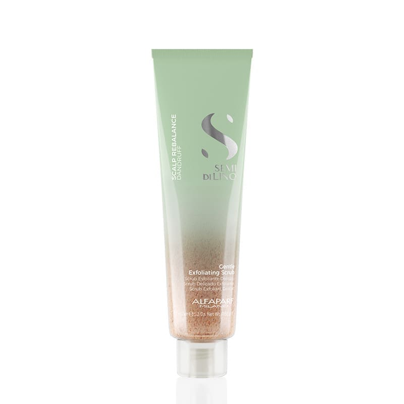 Alfaparf Milano Professional Semi Di Lino Scalp Rebalance Gentle Exfoliating Scrub, gently purifies, removes dandruff flakes, cleans, and refreshes, with a mild exfoliating action, suitable for all hair types