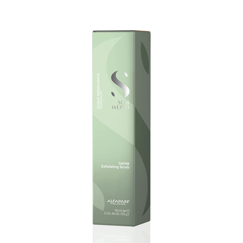 Alfaparf Milano Professional Semi Di Lino Scalp Rebalance Gentle Exfoliating Scrub, gently purifies, removes dandruff flakes, cleans, and refreshes, with a mild exfoliating action, suitable for all hair types