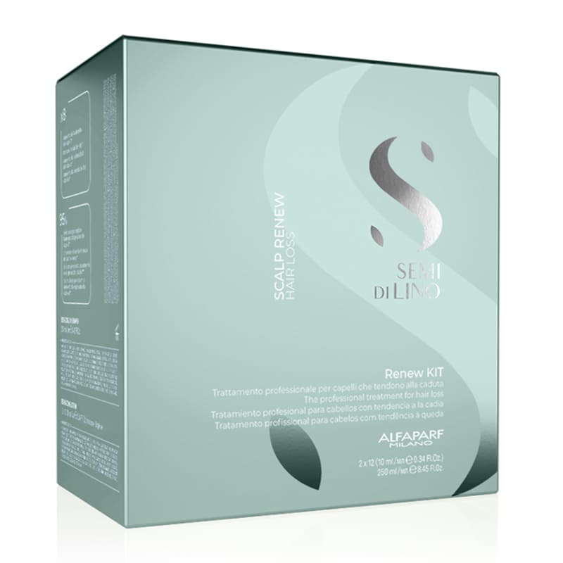 Alfaparf Semi Di Lino Scalp Renew Hair Loss Renew Kit, Professional Treatment for Hair Loss, Includes Energizing Low Shampoo and TWO Sets of Energizing Lotion, Complete Cycle for 2 Months, Restores Balance, Strength, and Body to Scalp and Hair
