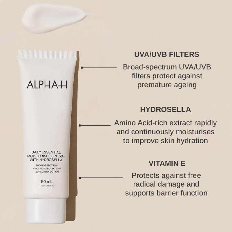 Alpha-H Daily Essential Moisturiser SPF 50+ with Hydrosella