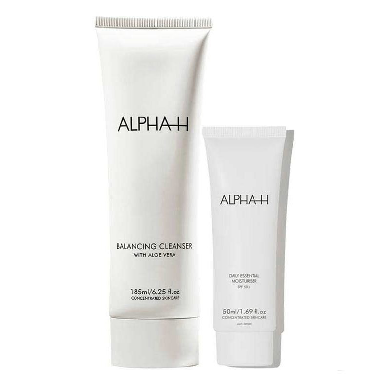 Alpha-H, Balancing Cleanser, Daily Essential Moisturiser SPF50+, Reusable Cotton Pads, Bundle, Gentle skincare