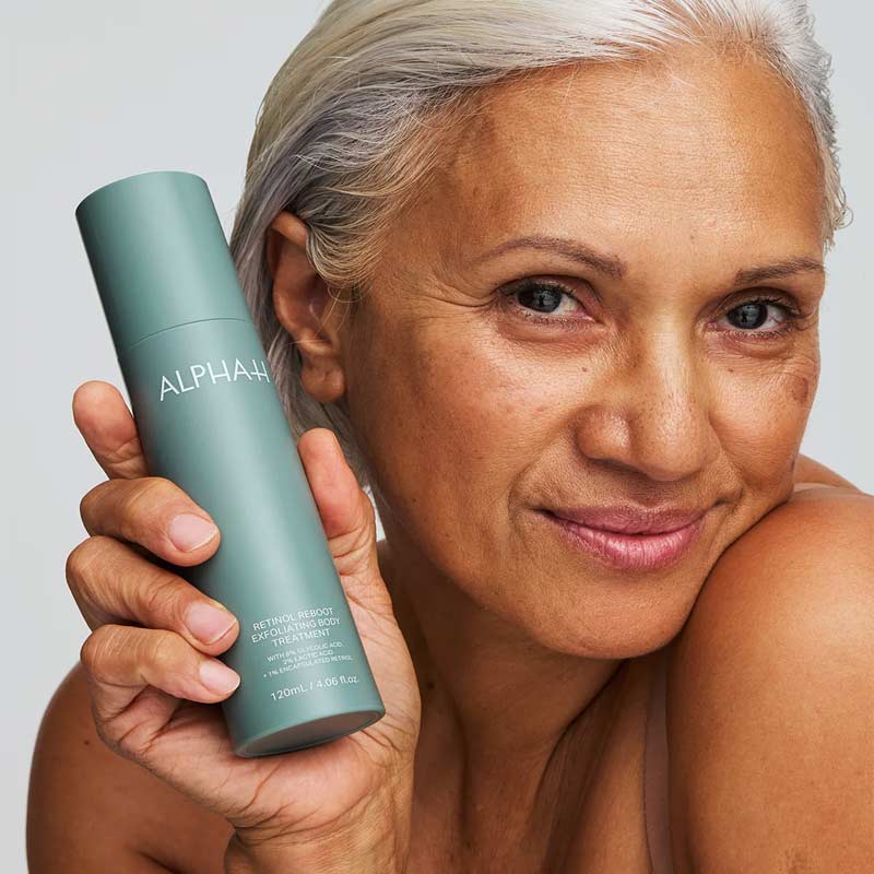 Alpha-H Retinol Reboot Exfoliating Body Treatment, Glycolic Acid, Lactic acid, Encapsulated Retinol, low irritation retinol