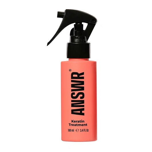 ANSWR At-Home Keratin Treatment | up to three months of frizz-free hair | vegan | cruelty-free | formaldehyde-free | sulfate-free | paraben-free | silicone-free | salon-quality results.