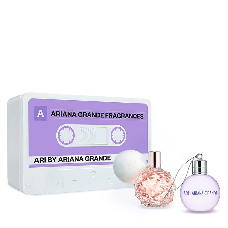 Ariana Grande Ari Gift Set | holiday treat | classic collection | 30ml eau de parfum spray | bauble-shaped shower gel | playful | timeless | confident gift | Ariana Grande's signature scent.