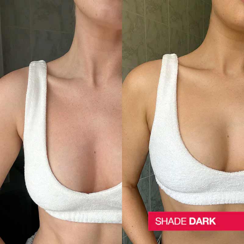 Bare by Vogue Clear Self Tan Water Travel Size Dark Before & After