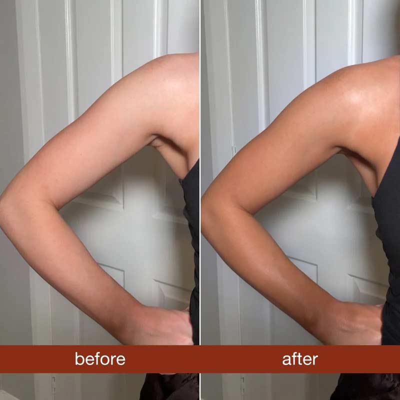Bare by Vogue Couture Body Cover Body Makeup Before & After on arm