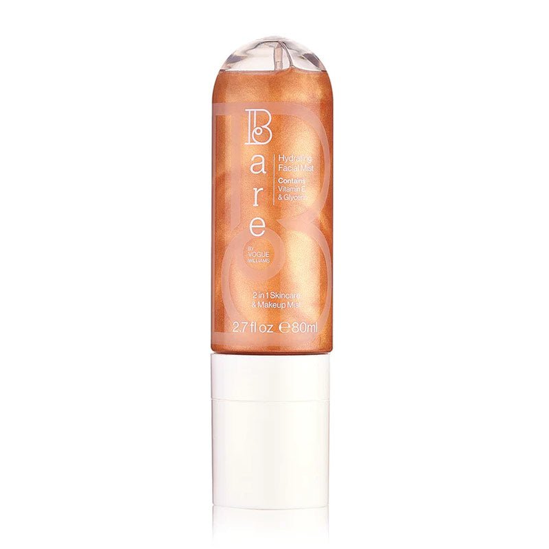 Bare by Vogue Hydrating Facial Mist | refreshing | 2 in 1 | skincare | makeup | skin | healthy | dewy | radiance | must-have | golden | summer | glow | perfect | on-the-go | lightweight | mist | benefits | stunning | ethereal | shimmering | effect | glowing | all day