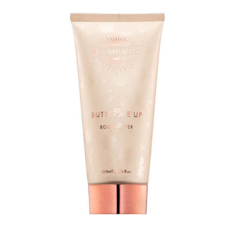 Bellamianta Butter Me Up Body Butter | perfect | oil-free| prep | skin | before | tanning | extend | sunless tan | improves | tone | texture | look | cellulite | skin-loving formula | hydrating | treat | nourish | improves |highlights | vegan