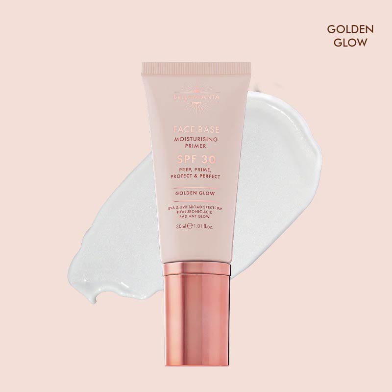 Bellamianta Face Base SPF Moisturising Primer Golden Glow Swatch