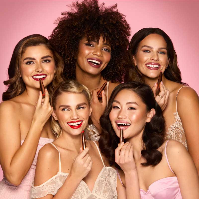 Bellamianta Speak Easy Nourishing Lipstick | a semi-matte finish | model | group shot | makeup  |