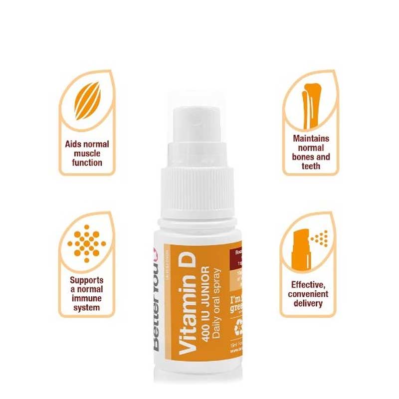 Better You Vitamin D Junior Oral Spray | maintain healthy bones and teeth for kids | vitamin spray fun for kids