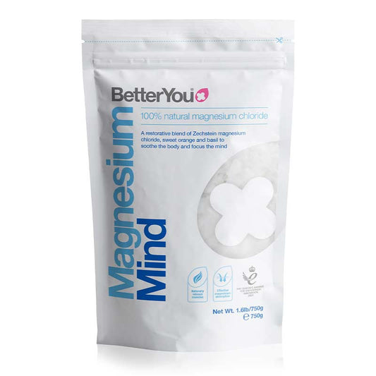 Better You Mind Magnesium Flakes takes you on a mindfulness journey as you indulge yourself in a bath filled with magnesium, sweet orange and basil | Reduce stress and anxiety in the body
