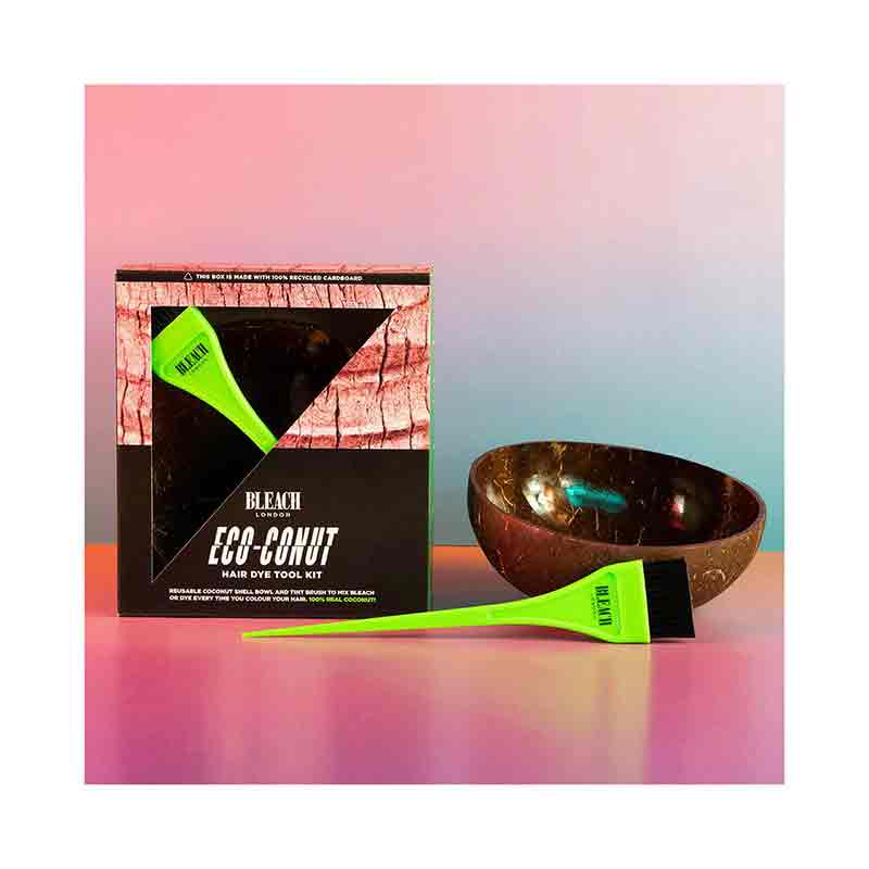 Bleach London Eco Coconut Bowl And Brush Kit | hair | colouring | tool | kit | you | mix | eco-friendly | removing | plastic | bowls | each | kit | coconut | move | again | sustainability | sustainable | blend | apply | hair dye | ease | reusable | bowl | brush | bleaching | dying | routine