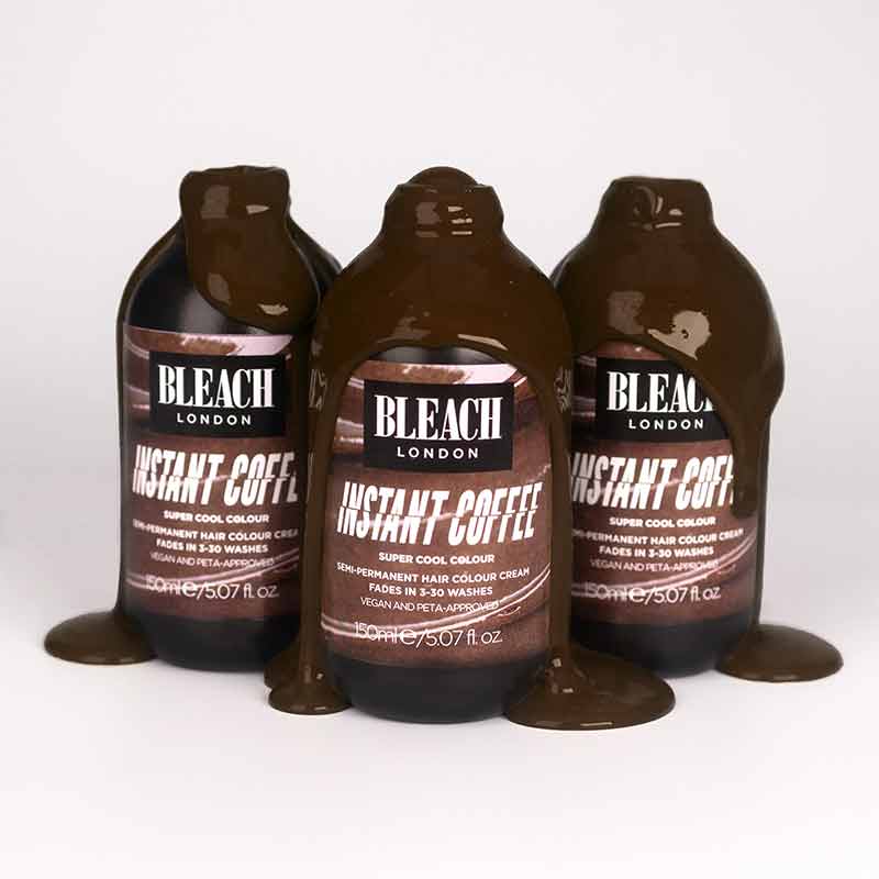 Bleach London Instant Coffee Super Cool Colour | semi-permanent | hair | dye | cream | brown | shade | adds | depth | dimension | warmth | look | fuller | warmlight | brown | create | unique | hair | locks | full | darker | change | options | ligth