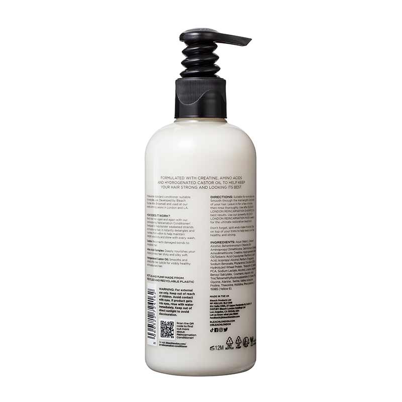 Bleach London Reincarnation Conditioner | innovative | conditioner | repairs | broken | nourishing | hair | care | works | soften | hydrate | microproteins | amino acids | dry | brittle | hair | nourishing | strands | hydration | conditioning | agents | daily use