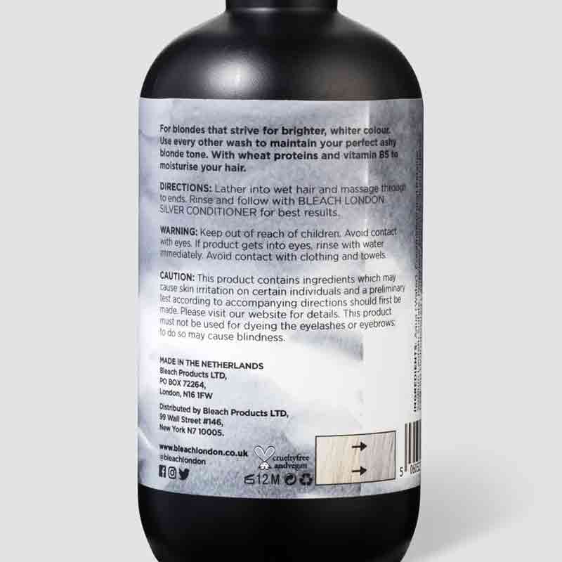 Bleach London Silver Shampoo | hair | care | cleansing | toning | blonde | cool | shade | deep | violet | colour | hint | silver | remove dirt | oil | scalp | fresh | clean