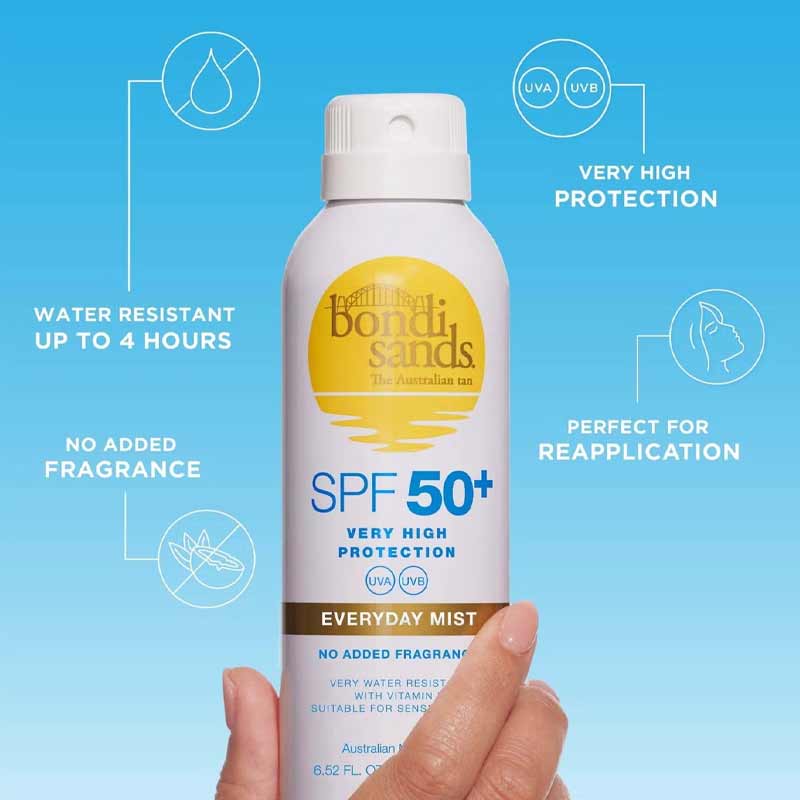 Bondi Sands SPF 50+ Fragrance Free Aerosol Mist Benefits & Key Features