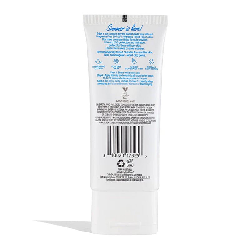 Bondi Sands SPF 50+ Fragrance Free Hydrating Tinted Face Lotion | Sun cream | spf50+ | spf 50 | Fragrance free sun cream | Bondi Sands | SPF 50+ | sun cream