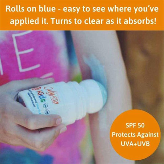 Calypso | Kids | Roll On | SPF 50 | sunscreen | children’s | sensitive skin | broad spectrum protection | sun’s harmful rays | irritating | roll on | easy to use | easy to apply
