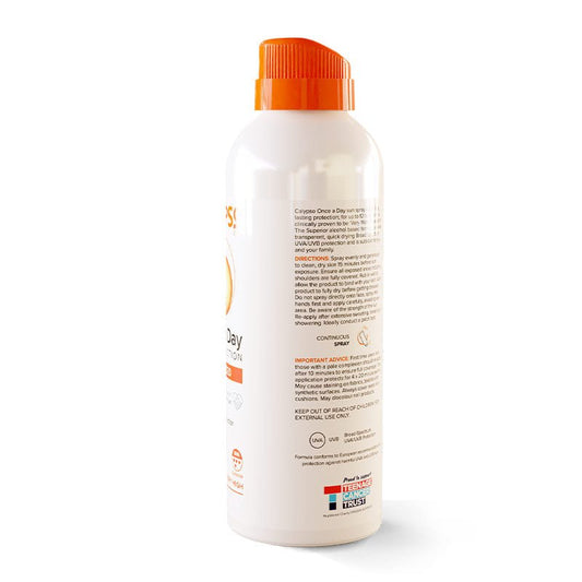 Calypso | Once A Day | SPF 50 | quick drying | long lasting | sun protection | applying | complete protection | UVA | UVB | protection | water resistant | spray | non-greasy | 12 hours | high factor | 8 hours