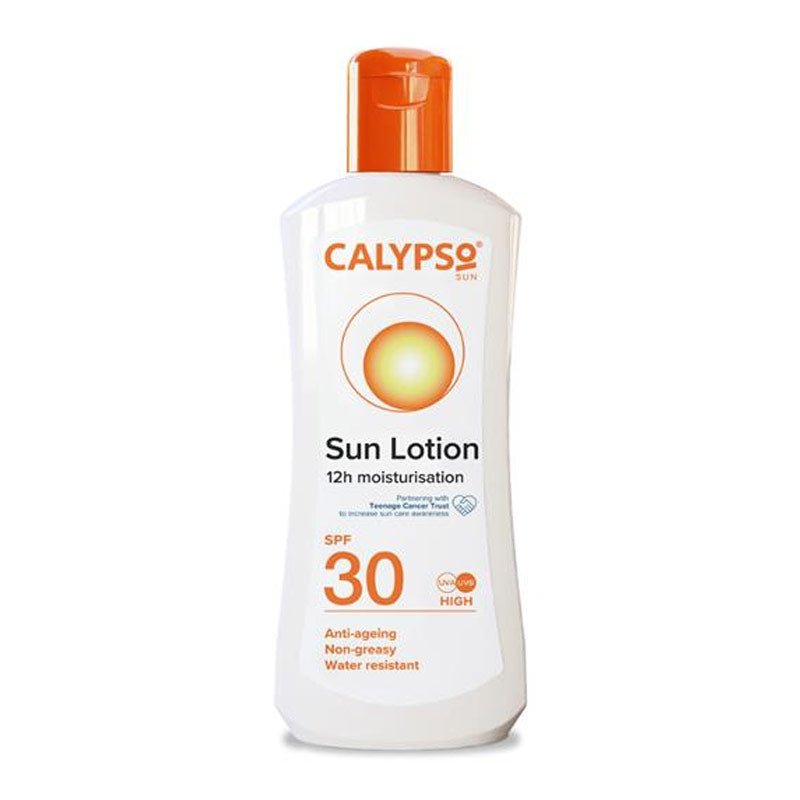 Calypso Sun Lotion SPF 30 12 Hour Moisturisation, spf 30 sunscreen, Calypso sun cream, water resistant sunscreen
