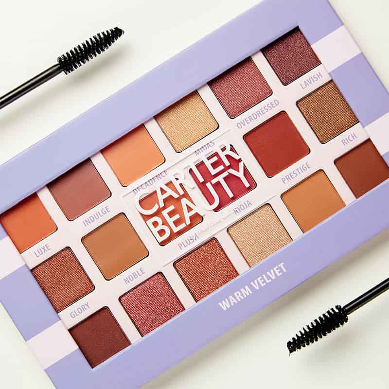 Carter Beauty Warm Velvet 18-Shade Eyeshadow Palette | Metallic Shades | Matte Shades