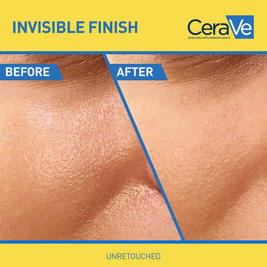 CeraVe Invisible Dry Touch Mattifying Fluid Sunscreen SPF 50 Before & After