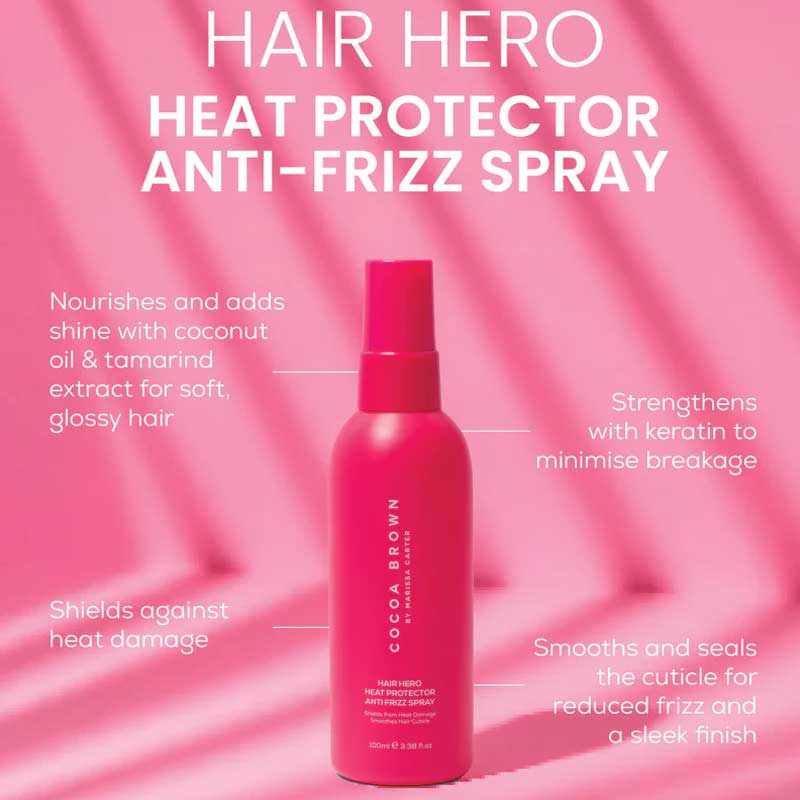 Cocoa Brown Hair Hero Heat Protector Anti-Frizz Spray Benefits