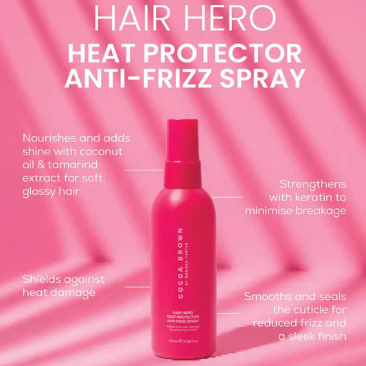 Cocoa Brown Hair Hero Heat Protector Anti-Frizz Spray Benefits