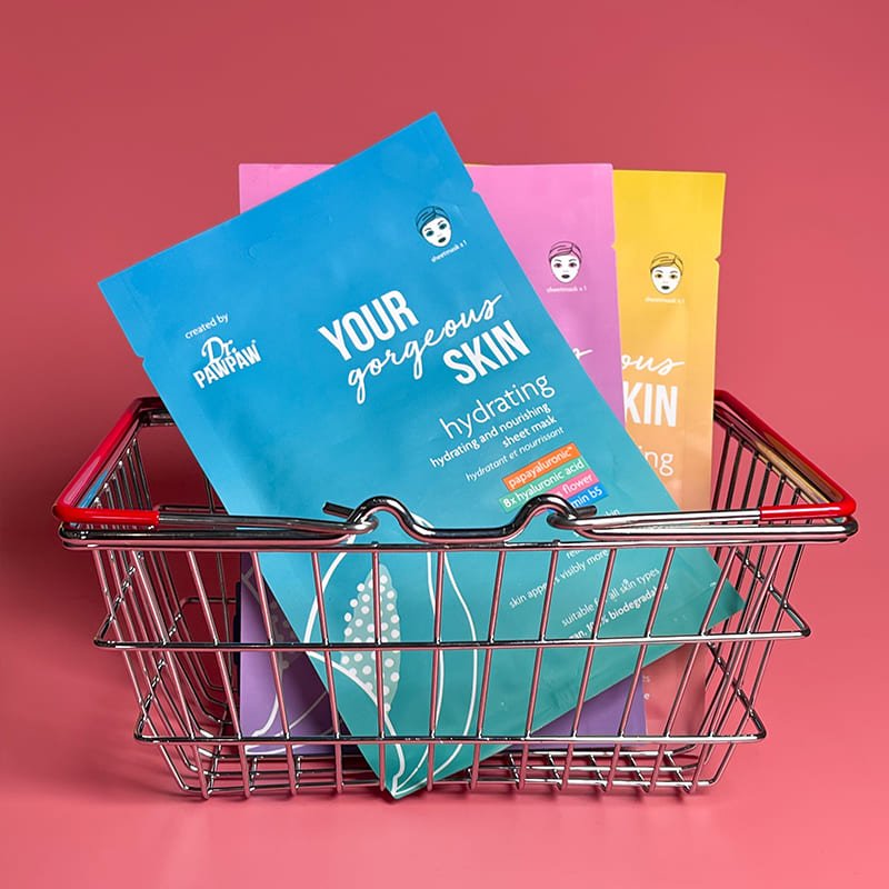 Dr Paw Paw Your Gorgeous Skin Hydrating Sheet Mask | ultimate hydration solution | radiant | soft | deeply moisturized complexion | biodegradable sheet mask | suitable for all skin types.