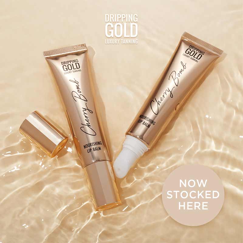 SOSU by Suzanne Jackson Dripping Gold Cherry Bomb Lip Balm | shiny non sticky vegan lip balm | lip balm gel format