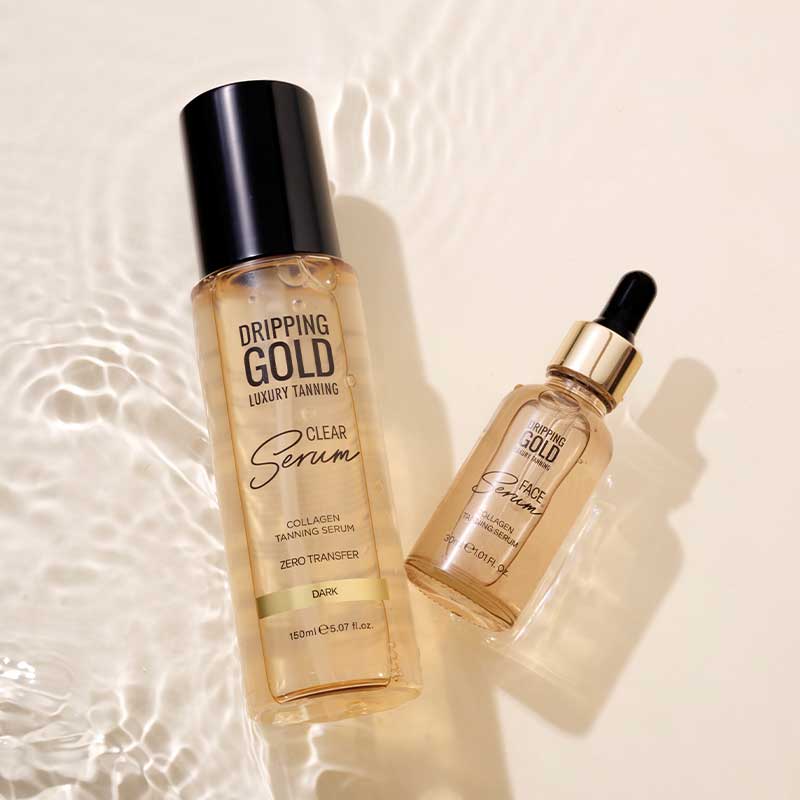 Dripping Gold Face Collagen Tanning Serum | Tanning meets skincare | Infused with Collagen, Hyaluronic Acid | Face Serum | Clear Serum