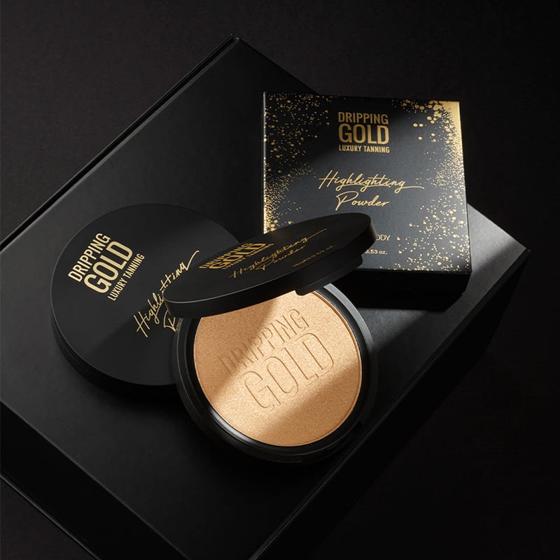 Dripping Gold Highlighting Powder | Provides Instant, Super-Shimmering Complexion | Easy-to-Use, Glides on Skin with Flawless Finish | Ideal Alone or Over Tan for Luminous Summertime Glow