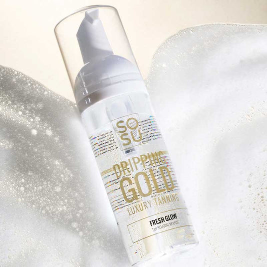 Dripping Gold Tan Removal Mousse | Effortlessly removes old tan | Prepares skin for new self-tan | Infused with Vitamin E and A | Gentle formula | Nourishes and revitalizes skin | No harsh ingredients | Provides a fresh start for your tan