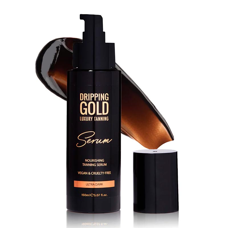 Dripping Gold Tanning Serum | Ultra Dark | luxury | skincare | tanning | vitamin-infused formula | nourishing ingredients | glides on | blends like a dream | create a seamless tan | provides a deep tone | natural radiance| gorgeous tan | treat