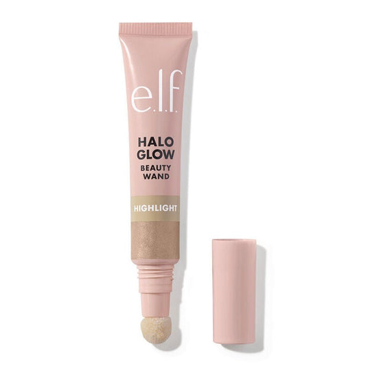e.l.f. | Halo Glow | highlight |  Beauty Wand | luminous | squalane | luminous | lightweight texture | flushed | buildable | cushion-tip applicator | hydration | radiant | glow | moisturize | champagne campaign | rose quartz | liquid gold
