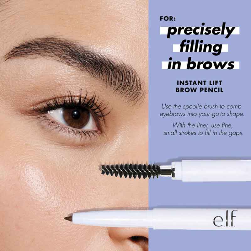 e.l.f. Instant Lift Brow Pencil | e.l.f. | Double sided | Colour, definition and volume | Tame and comb | Creamy formula | Instant Lift | Smudge Proof |