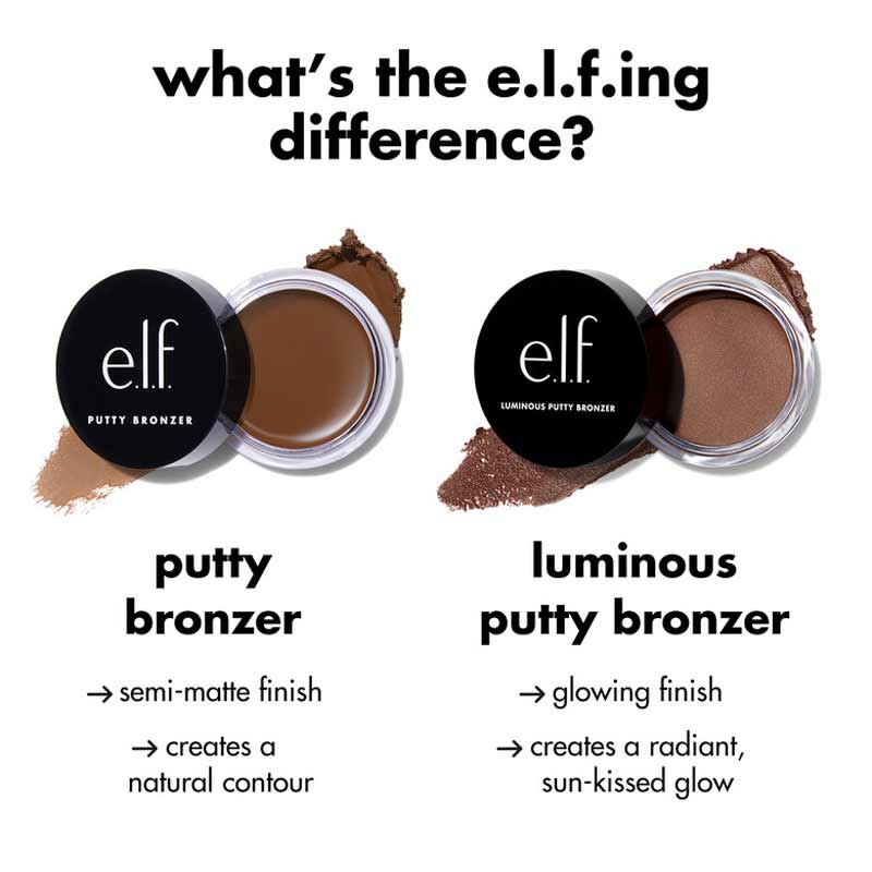 e.l.f. | Putty Bronzer | luminous | creamy | pigmented | buildable | natural | sun-kissed | glow | radiant | lightweight | Argan Oil | Vitamin E | shimmer | melts | radiance | luminosity