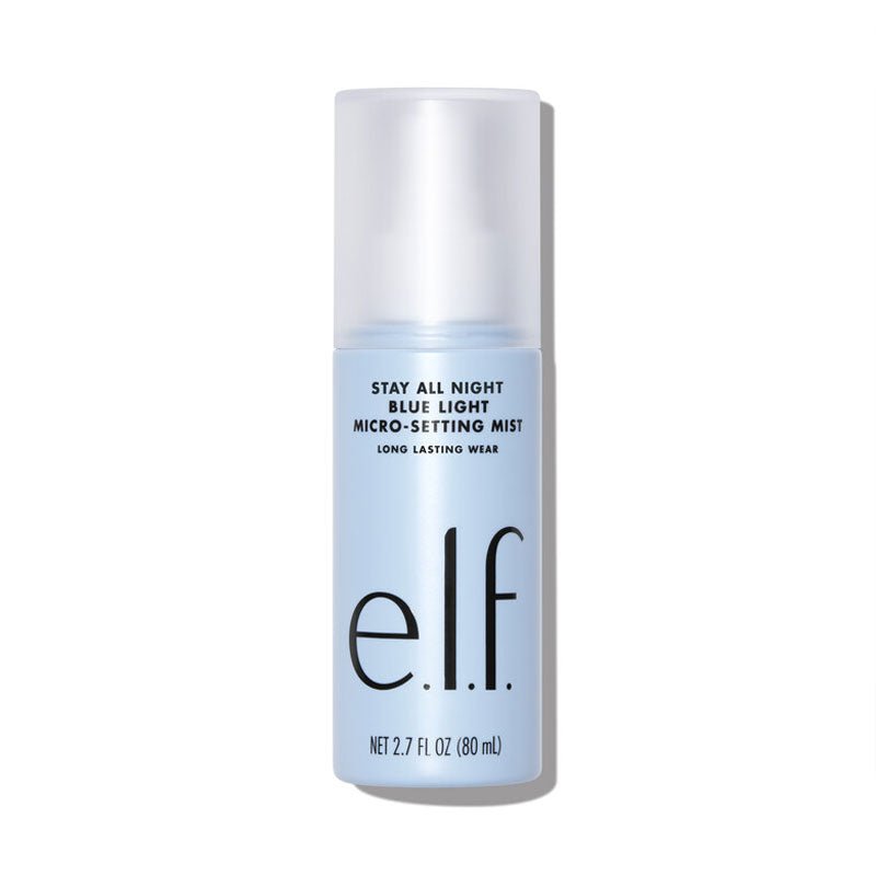 e.l.f. | Stay All Night | Blue Light | Micro-Fine | Setting Mist | skincare-makeup hybrid | lightweight | facial mist | sets makeup | absorbs blue light | aloe vera | elderflower extract | refreshing | matte | shine-free