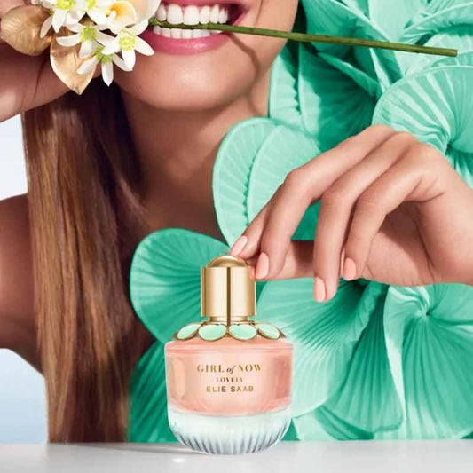 Elie Saab Girl of Now Lovely Eau de Parfum | radiant ode | modern spirit | "Now generation" | new green anise flower design | coral pink juice | glamour | embodiment | Elie Saab universe | captures | timeless femininity | remarkable detailing | Lebanese fashion house.