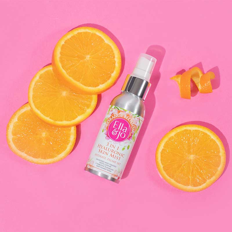 Ella and Jo Orange Blossom 3 in 1 Hyaluronic Skin Mist | Limited Edition | Hydrating Hyaluronic Face Mist | Soothing Facial Spray | Formulated with Nourishing Ingredients | Fresh Orange Scent