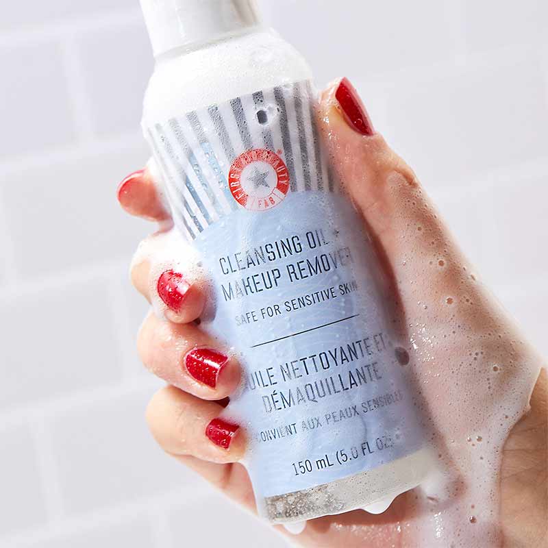 First Aid Beauty Cleansing Oil and Makeup Remover | gel oil to foam makeup remover | makeup remover for sensitive skin